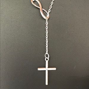 Cross Infinity Necklace Sterling Silver Plated New
